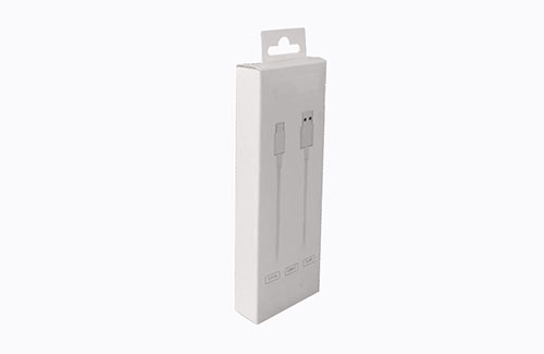 Foldable paper box with hanger for USB cable