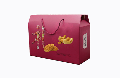Printed corrugated cardboard box with handle