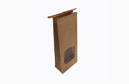 Kraft paper bags with flexible closure and clear window